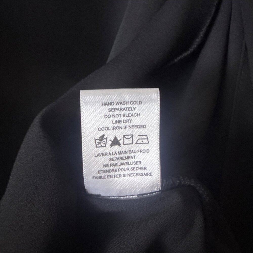 Black Pleione Womens Draped Blouse 1X Polyester With Smocked Cuffs - Picture 5 of 7